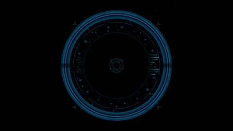 Futuristic hologram interface with circle elements in a high-tech cyberspac.. Stock Footage 324758004