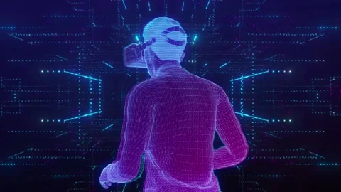 Futuristic Hologram (Man) in Virtual Reality Metaverse Stock Footage 165102289