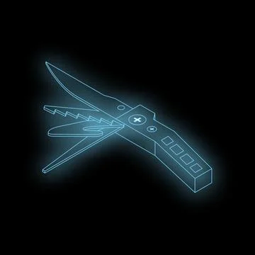 Futuristic hologram of multitool knife depicting advanced technology Stock Illustration