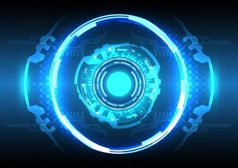 Futuristic hologram Sci-Fi glowing HUD circle. Abstract hi-tech background. H Stock Illustration
