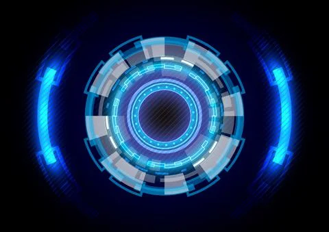 Futuristic hologram Sci-Fi glowing HUD circle. Abstract hi-tech background. H Illustrazione stock