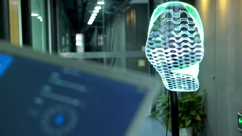 Futuristic holograms of multiple shoes rotating and being on a fan Stock Footage 96225616