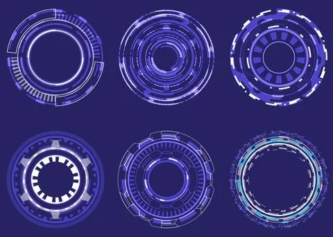 Futuristic Holographic circle of focus elements. Sci-fi round design. Militar Stock Illustration
