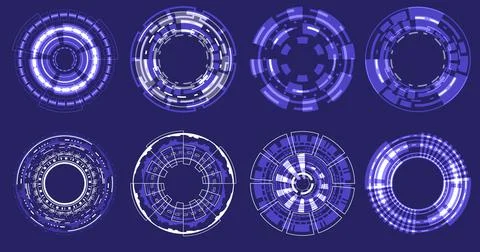Futuristic Holographic circle of focus elements. Sci-fi round design. Militar Stock Illustration