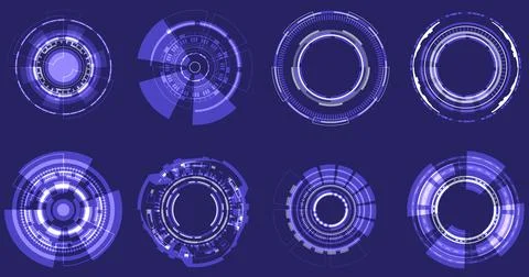 Futuristic Holographic circle of focus elements. Sci-fi round design. Militar Stock Illustration