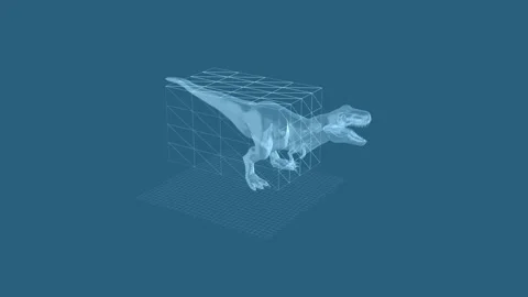 Futuristic Holographic Dinosaur Render in 3D Grid Showing Virtual Innovation 库存影片 342606006