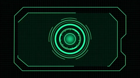 A futuristic holographic display with a rounded rectangular shape and a cen.. Stock Footage 337367093