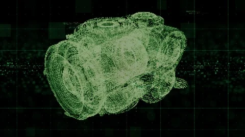 Futuristic Holographic Electromagnetic Engine Head Up Display Screen Stock Footage 123689410