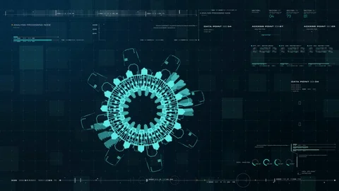 Futuristic Holographic Electromagnetic Engine HUD Stock Footage 107994227