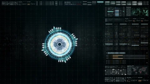 Futuristic Holographic Electromagnetic Engine HUD Stock Footage 113591573