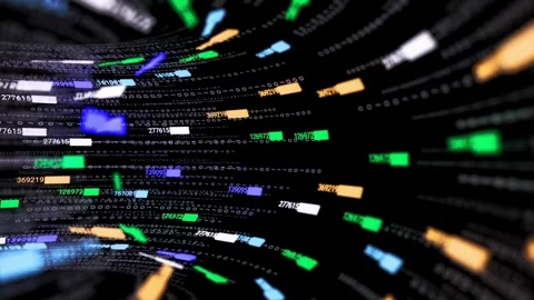 Futuristic Holographic Financial Data Stream Abstract Loop 4K Video stock 345729097