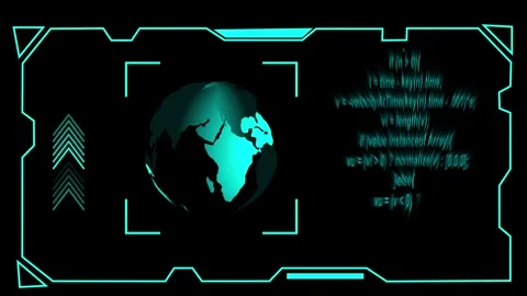 Futuristic holographic globe animation with glowing neon interface lines ar.. Stock Footage 337364347