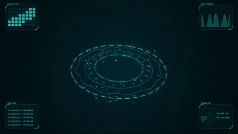 Futuristic holographic hud interface with system telemetry animation Stock Footage 346643256
