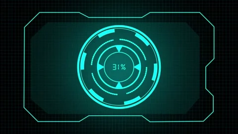 Futuristic holographic interface with circular navigation element in a tech.. Stock Footage 337367127