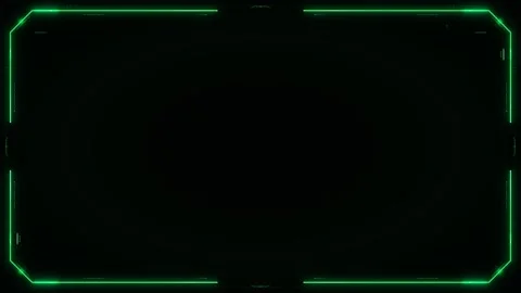 Futuristic holographic interface frame with glowing green neon lines on a d.. 動画素材 335826599