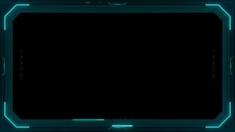 Futuristic holographic interface frame with glowing cyan digital on black b.. 動画素材 335826705