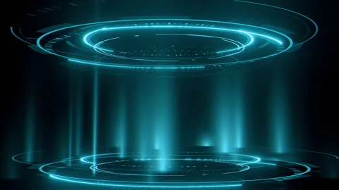 Futuristic holographic interface with glowing neon blue Stock Footage 283945910