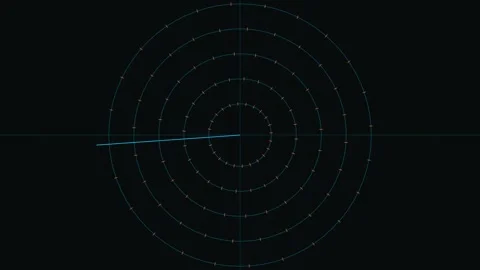 Futuristic Holographic Radar Sonar Sweep and Telemetry Coordinates Loop Stock Footage 346647484