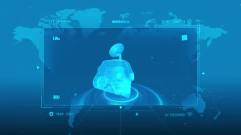 Futuristic Holographic Vehicle Concept With Technological Blue Interface El.. 库存影片 342949167