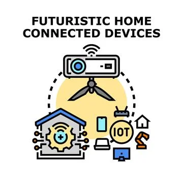 Futuristic home connected devices technology concept Stock Illustration