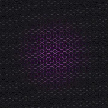 Futuristic honeycomb texture on black background with purple violet glow Stock Illustration