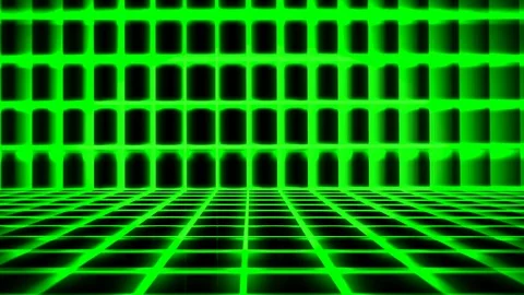 Futuristic Horizontal Coloured Grid Animation with Ray of Light Effect. Video stock 116393812