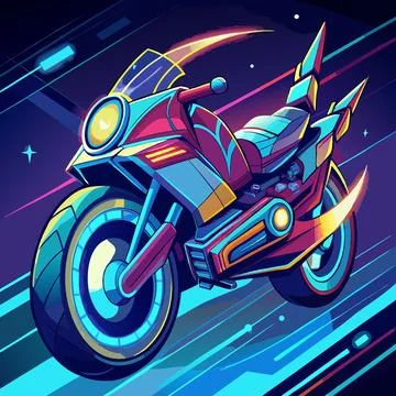 Futuristic Hover Bike with Neon Light Trails Stock Illustration