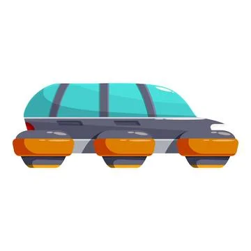 Futuristic hover car floating on cushions of air, modern transportation icon Stock Illustration