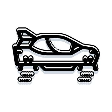 Futuristic hover car flying graphic line art Stock Illustration