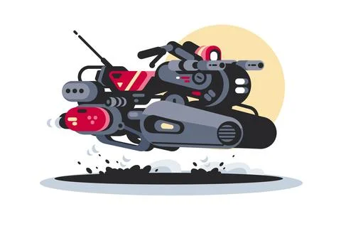 Futuristic Hoverbike with Weapon Stock Illustration