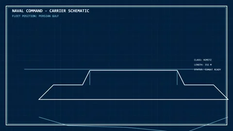 Futuristic HUD 04 Naval Blueprint 4K Interface Loop Stock Footage 334804357