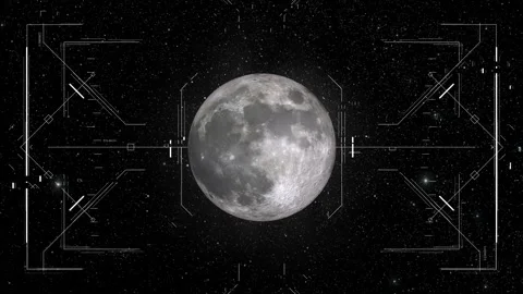 Futuristic HUD analyzing full moon with square target Vídeo Stock 276288945