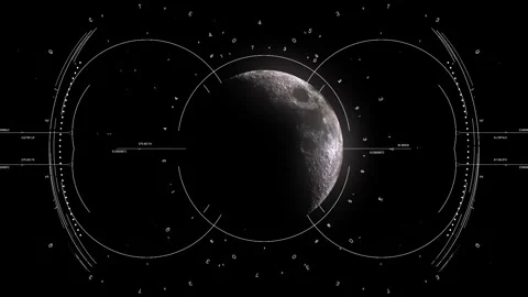 Futuristic hud analyzing half moon data for cyber technology Stock Footage 276288972