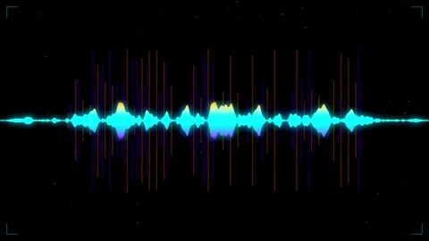 Futuristic HUD Audio Spectrum Analyzer: Neon Cyan Purple High-Tech Waveform 스톡 동영상 333325701