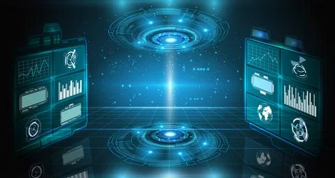 Futuristic hud background. Sci fi circle and cyber digital elements with fantasy Stock Illustration