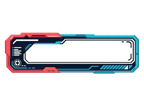 Futuristic HUD banner frame with high-tech sci-fi design. Features red and .. Stock Illustration