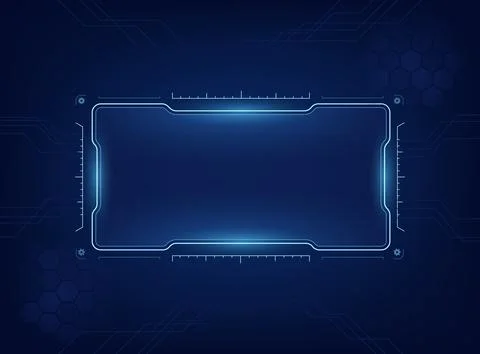 Futuristic HUD blue neon frame vector background. Sci fi digital user inter.. Stock Illustration