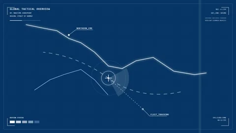 Futuristic HUD Blueprint Grid Interface Loop Stock Footage 334804275