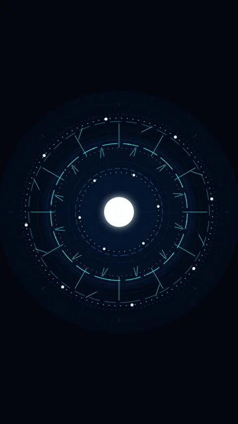Futuristic HUD circle interface animation with glowing blue data rings 動画素材 347568296