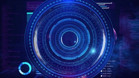 Futuristic HUD Circle Interface Data Visualization Technology High tech circular Stock Footage 341907436