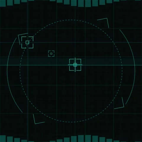 Futuristic HUD Circle Interface with Geometric Shapes and Data Visualization Video stock 346283512