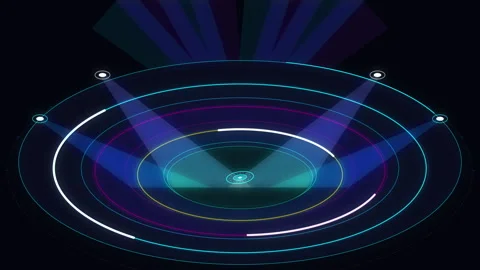 Futuristic HUD circle interface loop animation with blue laser lights Stock Footage 346540751