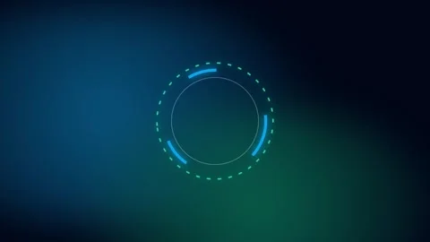 Futuristic hud circle interface rotating on dark blue background Stock Footage 346506812