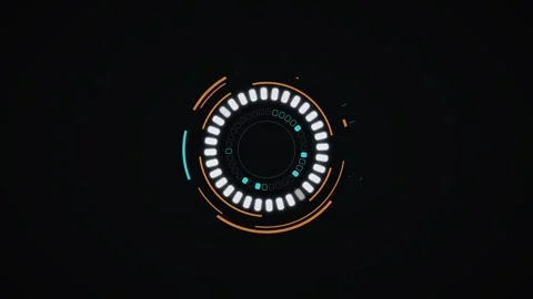 Futuristic HUD circle interface rotating with glowing white segments 스톡 동영상 347350308