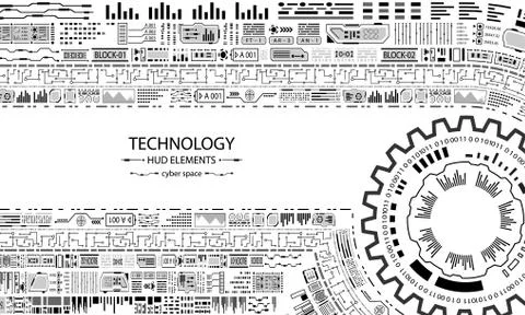 Futuristic HUD Circles Design, Technology Background Stock Illustration