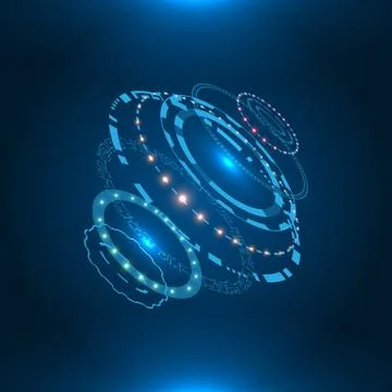 Futuristic HUD Circular Element. object. Glowing Circles . Science and Illustrazione stock