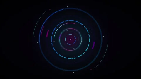 Futuristic hud circular interface animation with neon digital data rings an.. Stock Footage 337560978