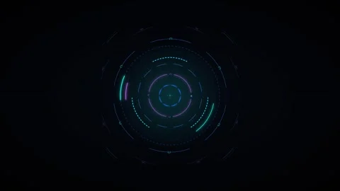 Futuristic hud circular interface animation with neon cyan and purple data .. Stock Footage 344863302