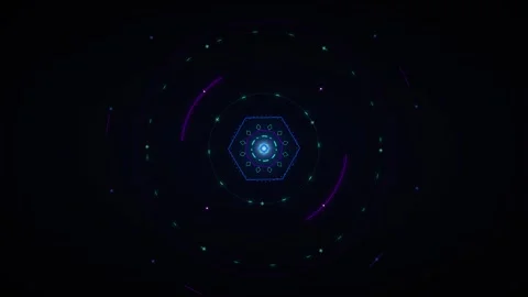 Futuristic hud circular interface animation with glowing neon data rings an.. Stock Footage 344863399