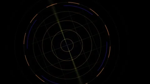 Futuristic HUD circular interface with scanning light beams on black backgr.. Stock Footage 334522231